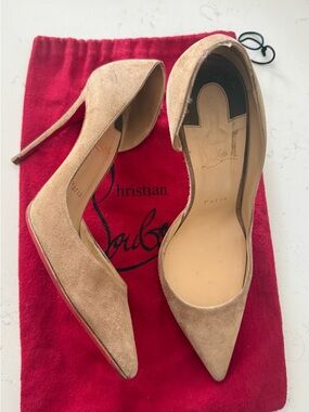 Christian Louboutin Nude Suede Iriza Pumps